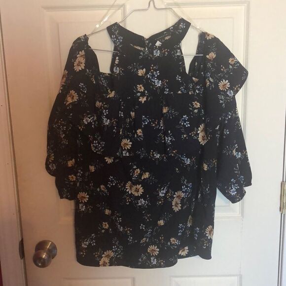 NWT Staccato navy long sleeved cold shoulder sz L - Picture 1 of 6